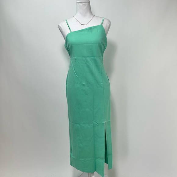 NEW! Petal & Pup Zahra Asymmetrical Neckline Midi Dress in Green - Picture 3 of 17